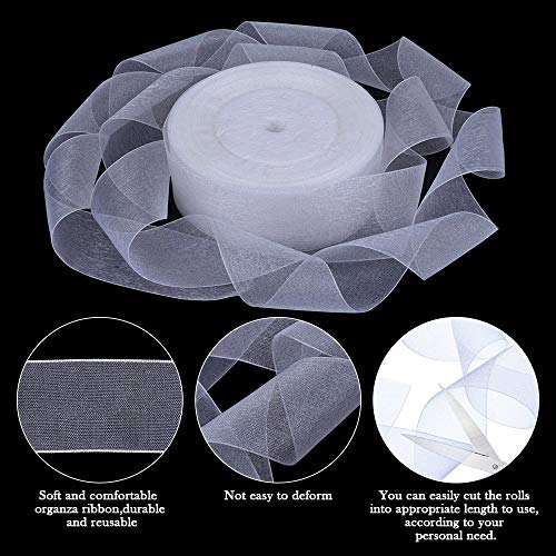 WANTOUTH 1 Rollo Cinta Organza Blanca Cinta de Gasa de 40 mm * 50 Yardas Cinta de Organza Ancha Cinta Decorativa Oganza para Decoración de Bodas/ Bricolaje de Regalo/ Decoraciones de Fiesta