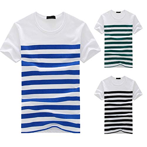 waotier Camiseta De Manga Corta Top De Manga Corta con Estampado De Rayas para Hombre Ropa De Hombre Camiseta De Verano Primavera