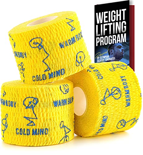 WARM BODY COLD MIND Cinta de Levantamiento de Pesas Premium Hookgrip para Levantamiento de Pesas y Crossfit, Cinta elástica de algodón para Crossfit, Resistente al Sudor y Transpirable