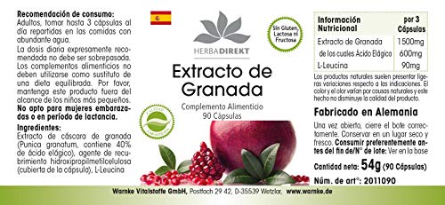 Warnke Health Products Extracto de granada con 40% de ácidos elágicos (90 cápsulas), paquete de 1 (1 x 54 g)