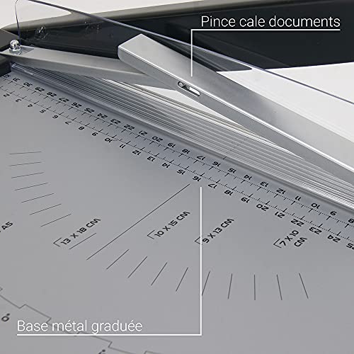 Waytex 77292 - Massicot 2 en 1 para papel de cartón y hojas plastificadas (hoja Guillotina capacidad de 10 hojas + 3 formas de corte recto, ondulado, puntiagudo