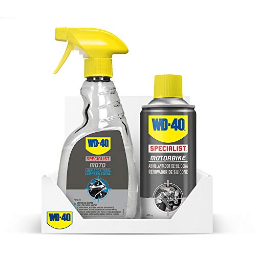 WD-40 Specialist Motorbike – Lote para moto limpia y brillante con Limpiador Total 500Ml + Abrillantador de Silicona 400Ml - Pack 2 unidades