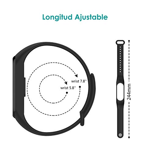 WD&CD 2 Pack Correa de Silicona Compatible con Xiaomi Mi Band 3/4 Correa de Reloj, Muñequera Ajustable Colorida de Reemplazo Suave Banda de Reloj Deportivo para Xiaomi Mi Band 3/4 (Negro + Verde)