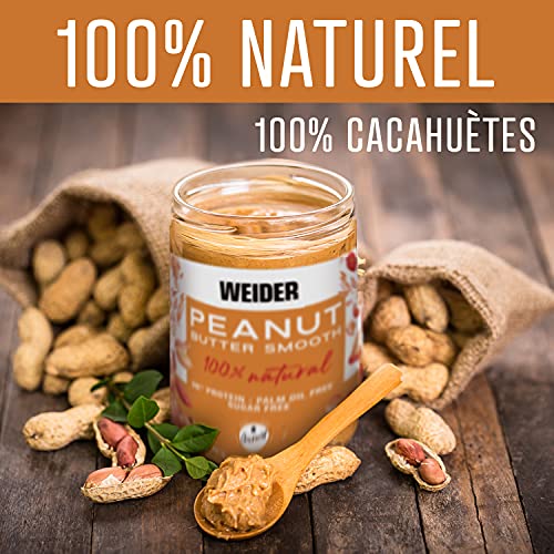 Weider Peanut Butter Duo Pack - 2 x 1000 gr. 100% cacahuete triturado, 100% natural, 100% vegano, Blanco