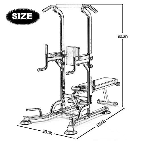 WEIZI Soportes de Entrenamiento para inmersión dominadas en Torre de energía Banco con Mancuernas Barras paralelas Individuales Ajustables multifuncionales Tabla de Abdominales para Equipos de