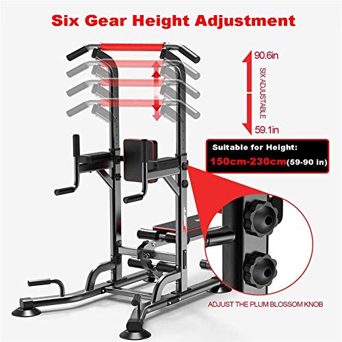 WEIZI Soportes de Entrenamiento para inmersión dominadas en Torre de energía Banco con Mancuernas Barras paralelas Individuales Ajustables multifuncionales Tabla de Abdominales para Equipos de