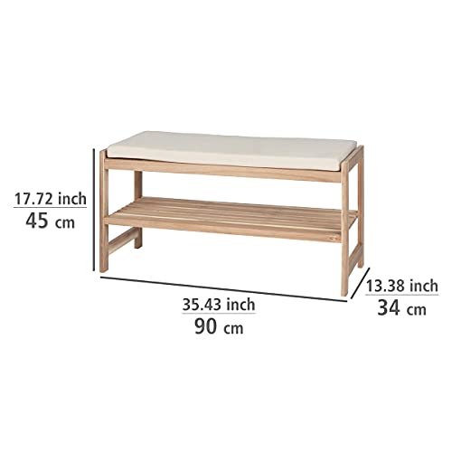 Wenko Banco con Almohadilla Acina, FSC, Madera, Marrón, 90 x 45 x 34 cm