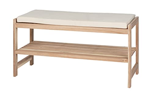 Wenko Banco con Almohadilla Acina, FSC, Madera, Marrón, 90 x 45 x 34 cm