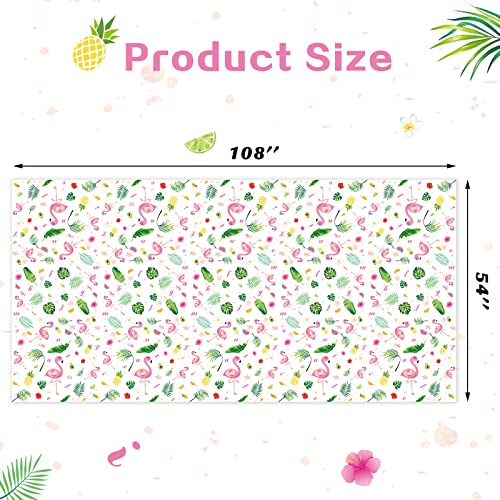 WERNNSAI Mantel Rosa de Fiesta Flamenco - 274 x 137 cm Ananas Tablecloth Desechable Plastico, Suministros de Fiesta para Niña Picnic Decoraciones de Cumpleaños