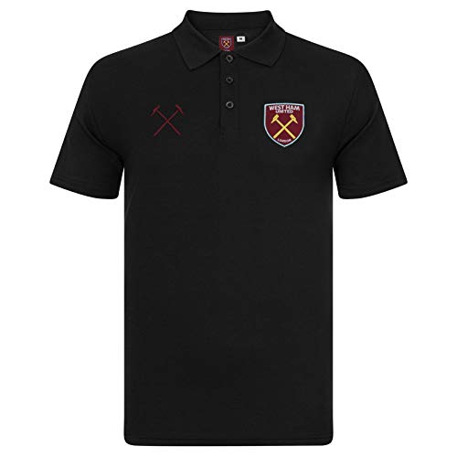 West Ham United FC - Polo Oficial para Hombre - con el Escudo del Club - Negro - L