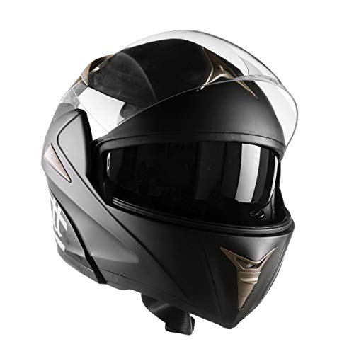 Westt Torque · Casco Moto Modular Integral con Doble Visera en Negro Mate · para Motocicleta Scooter · Casco de Moto Motoclicleta Ciclomotor · Certificado ECE