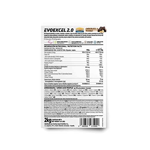 Whey Protein Isolate + Concentrate de HSN Evoexcel 2.0 | Sabor Chocolate Cacahuete 2 Kg = 67 Tomas por Envase | Batido Proteínas Suero de Leche con DigeZyme® LactoSpore® y Calostro