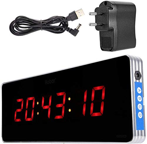 Wifehelper Digital LED Calendario Reloj Temperatura Oficina Hogar Sala de Estar Relojes de Pared Conector EU 110-240V(Hora + Minuto + Segundo)