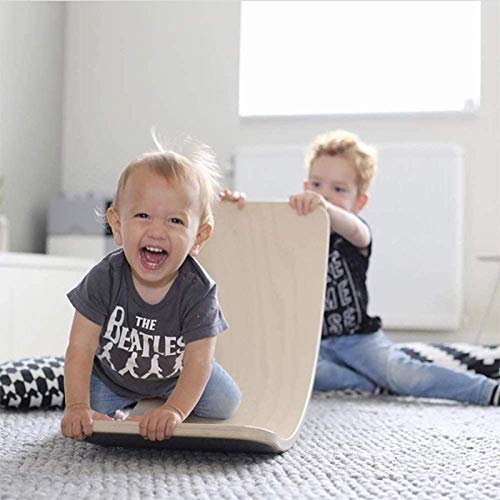 Wiflayer Balance Board, Junta Curvo de Madera para niños, Balancín Juguete Educación Temprana, para niños Yoga Formación Barra de Equilibrio Columpio, Tabla de Madera Montessori,90cm