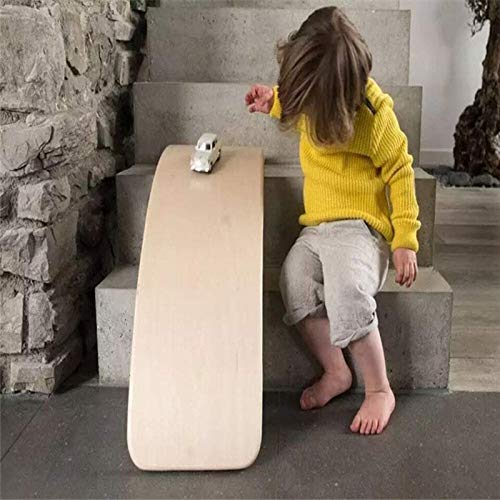 Wiflayer Balance Board, Junta Curvo de Madera para niños, Balancín Juguete Educación Temprana, para niños Yoga Formación Barra de Equilibrio Columpio, Tabla de Madera Montessori,90cm