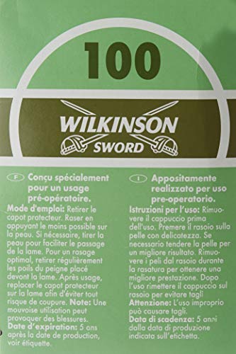 Wilkinson Sword Hospital - 100 Cuchillas de Afeitar Desechables con Caja Dispensadora Aptas para Uso Pre-Operatorio