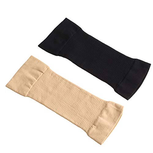 WILLBOND 4 Pares Mangas de Brazo de Adelgazar Manguitos de Compresión de Brazo Elástico Formadores de Brazo de Fitness Deportivo para Mujeres Niñas Pérdida de Peso (Color Negro y Desnudo)