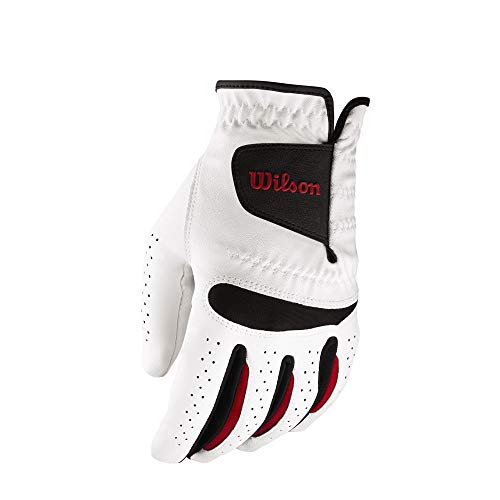 Wilson, Guante de golf para hombre, Talla L, Mano derecha, MRH, Blanco, Feel Plus, WGJA00065L