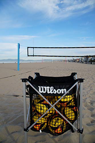 Wilson WTH180400 Carrito Voleibol Playa Incluye Red Capacidad para 24 balones Aluminio, Unisex-Adult, Black, Uni