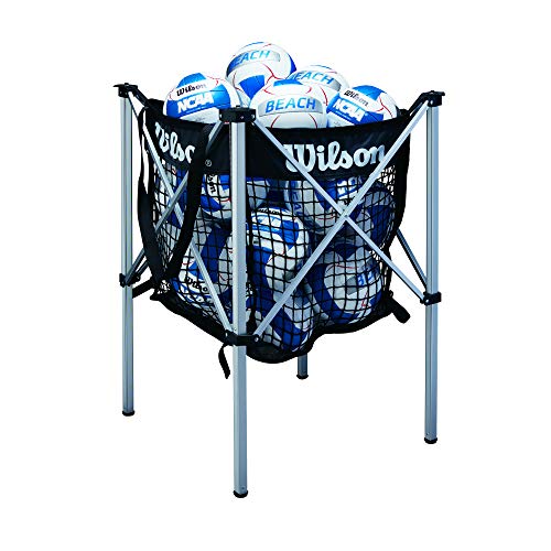 Wilson WTH180400 Carrito Voleibol Playa Incluye Red Capacidad para 24 balones Aluminio, Unisex-Adult, Black, Uni