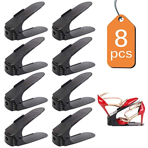 Winbang Ranuras para Zapatos, 8PCS Organizadores de Zapatos Ajustables Ranuras Ahorro de Espacio Porta Zapatos Zapatillas de Zapatos (Negro)