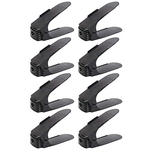 Winbang Ranuras para Zapatos, 8PCS Organizadores de Zapatos Ajustables Ranuras Ahorro de Espacio Porta Zapatos Zapatillas de Zapatos (Negro)