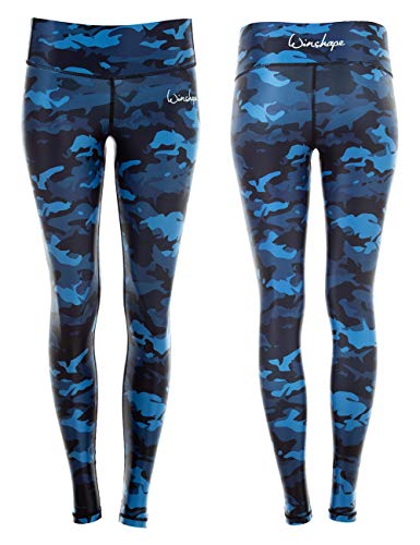 Winshape Damen Functional Power Shape Tights Leggings AEL102, Print, Slim Style, Fitness Freizeit Sport Yoga Workout, Mujer, Camo-Blue, Medium