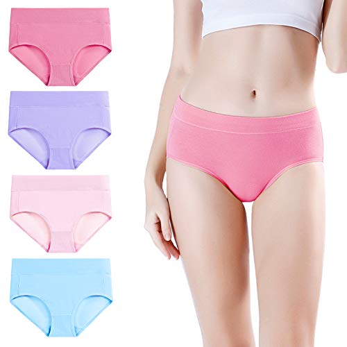 wirarpa Bragas de Algodon Mujer Braguitas Culottes Cómodo Pantalones 4 Pack Talla S