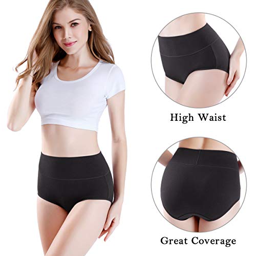 wirarpa Braguitas Culotte Algodón para Mujer Bragas de Cintura Alta Cómodo Faja Reductora Ajustan Pack de 5 Talla L