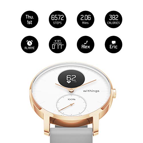 Withings Steel HR - Reloj inteligente híbrido con seguimiento de la actividad por GPS, control de la frecuencia cardíaca, seguimiento del sueño, sumergible y con una autonomía de 25 días