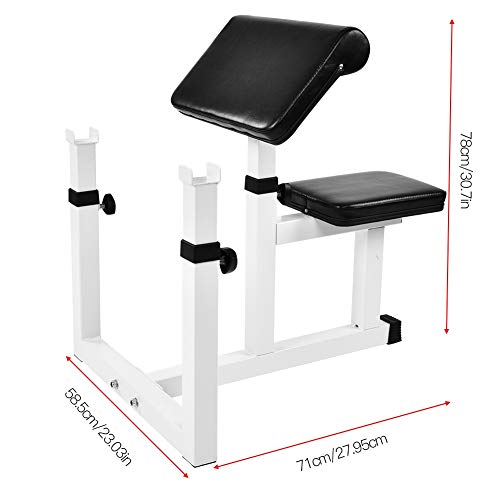 WJIN Banco de Entrenamiento de bíceps, Barra con Mancuernas, Levantamiento de bíceps, Silla de Entrenamiento, Banco de predicador, Equipo de Gimnasio para el hogar, Plata