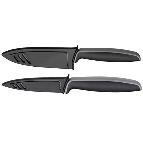 WMF Touch Juego de 2 Cuchillos con Funda Protector Color negro, Cuchillo de Cocina 24 cm y Cuchillo Multiusos de 20.5 cm