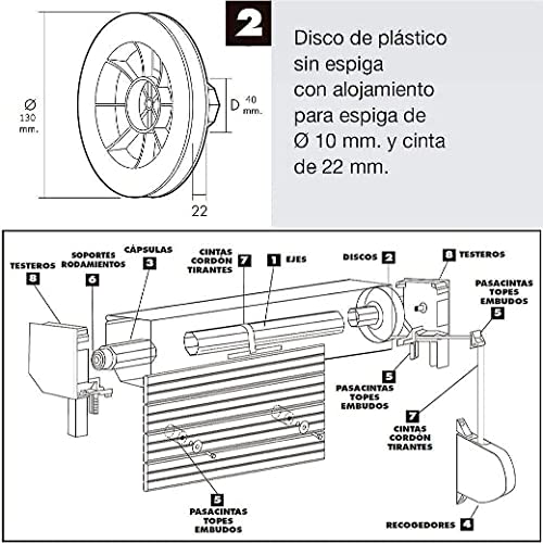 WOLFPACK LINEA PROFESIONAL 5250155 Disco Persiana Plastico Octogonal 130x40 mm. Cinta 22 mm, Cranberry