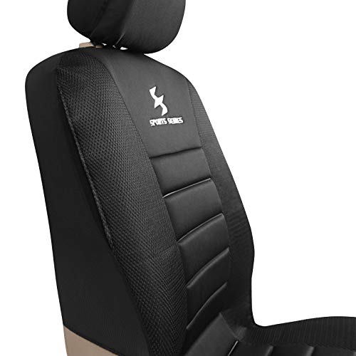 WOLTU 2X Fundas de Asiento para Coche Universal Delantero Cubierta para Asiento Automóvil sin Bolsa de Aire 100% Poliéster ES08 (Negro)