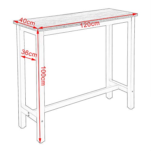 WOLTU Set Mesa de Bar y 2 uds. Taburete de Bar Muebles Cocina Mesa de Bistro Silla de Comedor para Salon Estructura de Metal, MDF 120x40x100cm Roble Claro BT17hei+BH237hei-2