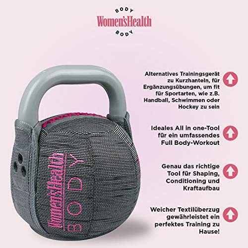 Women's Health BODY - Pesa Rusa Suave para Mujer, Herramienta Adecuada para moldear, acondicionar y Levantar la Fuerza, Revestimiento Textil para Entrenamiento en casa, Gris, Magenta.