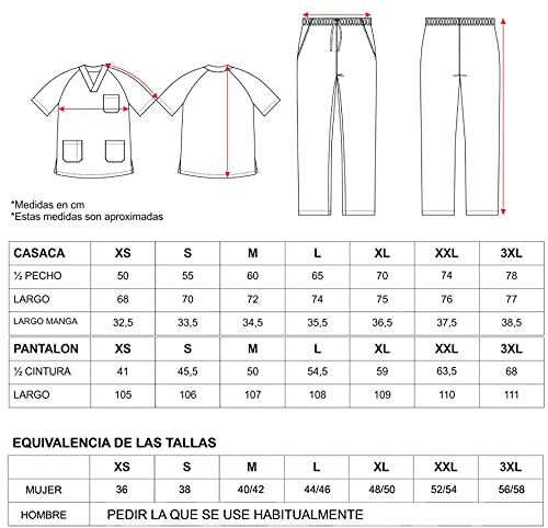 Work Team Uniforme Sanitario, con elástico y cordón en la Cintura, Casaca y Pantalon Unisex Azafata XS