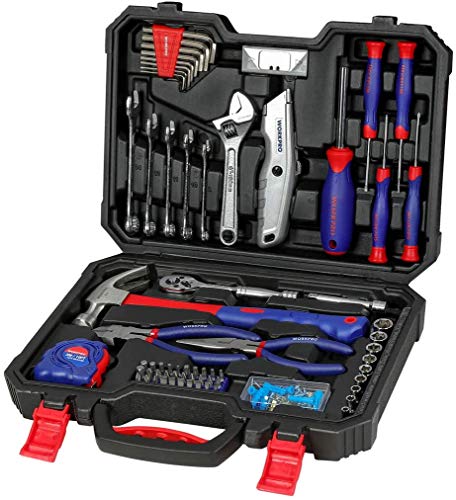 WORKPRO 160 Piezas Juego de Herramientas Básicas y Accesorios con Estuche de Almacenamiento, Herramienta para el Hogar, Set de Herramientas ideal para Bricolaje y Arreglos Diarios