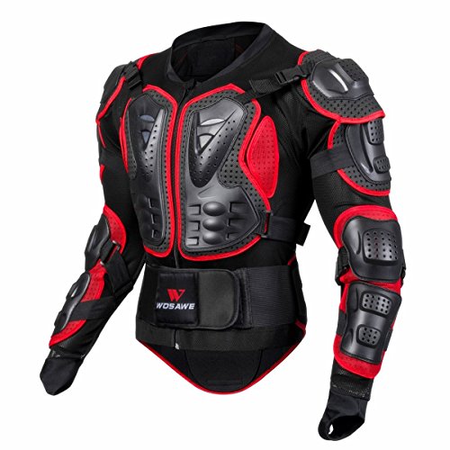 WOSAWE BMX Body Mountain Bike Body Protection Chaqueta de manga larga blindada para motocicleta, rojo XXL