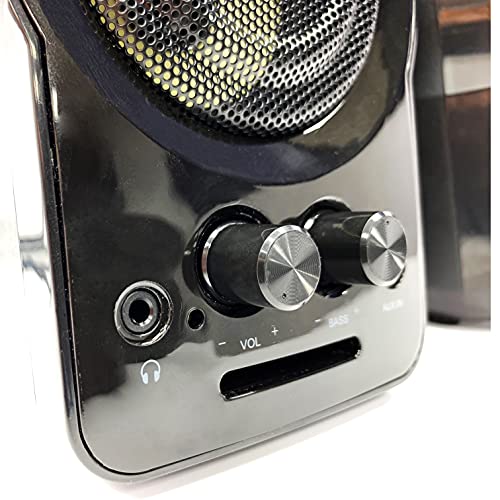 Woxter Big Bass 95 - Altavoces Multimedia Estéreo, 20W, Potentes, conexión 3,5mm, Botones y conexiones AUX y CASCOS en parte frontal, terminación piano, PC / Smartphones y videoconsolas