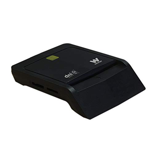 Woxter Lector Dni Combo - Lector DNI electrónico, Compatible con Las Tarjetas Smart Cards o Tarjetas Inteligentes, con 3 Ranuras para Tarjetas, Color Negro