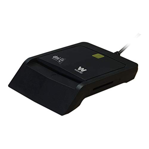 Woxter Lector Dni Combo - Lector DNI electrónico, Compatible con Las Tarjetas Smart Cards o Tarjetas Inteligentes, con 3 Ranuras para Tarjetas, Color Negro