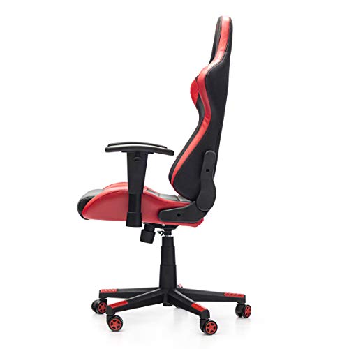 Woxter Stinger Station Red - Silla Gaming (Eje Acero, Levantamiento por Gas Pistón Clase 4, Ergonómica, Reposabrazos 2D, Alt/Incl Ajustable, Refuerzo de Foam MD, Racing, Cojín Lumbar/Cervical)