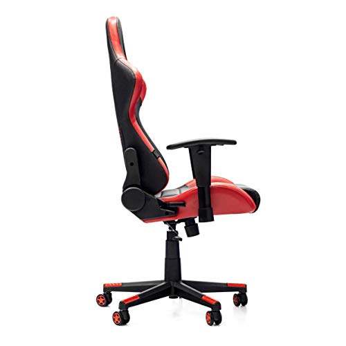 Woxter Stinger Station Red - Silla Gaming (Eje Acero, Levantamiento por Gas Pistón Clase 4, Ergonómica, Reposabrazos 2D, Alt/Incl Ajustable, Refuerzo de Foam MD, Racing, Cojín Lumbar/Cervical)