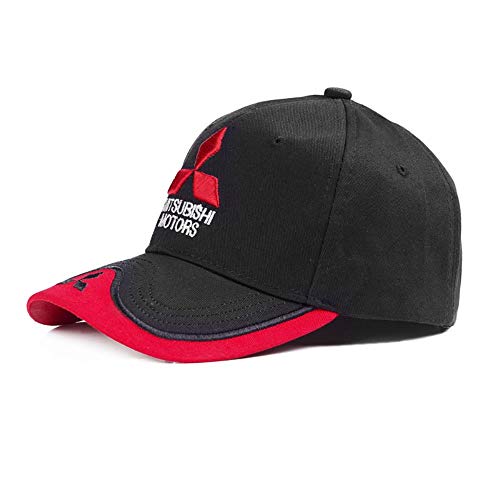 WULIAN Bordado 3D Mitsubishi Hat Cap Car Moto Racing Gorra de béisbol Dad Hat Snapback Trucket Caps Gorra Hombre, Negro, Ajustable