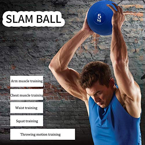 WXYZ Pelota Medicinal Balón Medicinal De PVC De Fitness Azul, Bola De Grand Slam Llena De Arena No Es Elástica, Adecuada para Todo Tipo De Lanzamientos, Entrenamiento Muscular 3 Kg, 5 Kg, 10 Kg