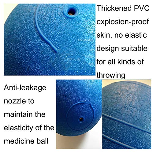 WXYZ Pelota Medicinal Balón Medicinal De PVC De Fitness Azul, Bola De Grand Slam Llena De Arena No Es Elástica, Adecuada para Todo Tipo De Lanzamientos, Entrenamiento Muscular 3 Kg, 5 Kg, 10 Kg