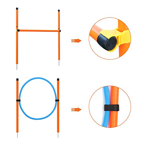 X XBEN Set de Entrenamiento Agilidad Perros - Pet Dogs Outdoor Games Kit de Entrenamiento, 60 * 180cm Túnel para Perros, Eslalom para, Aro para, Vallas, Jump Hoop Dog Agility Starter Equipment