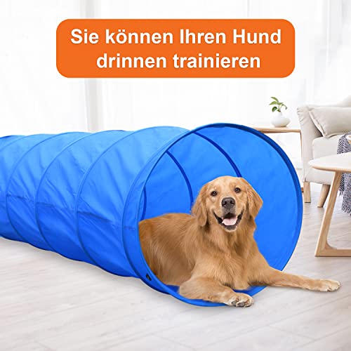 X XBEN Set de Entrenamiento Agilidad Perros - Pet Dogs Outdoor Games Kit de Entrenamiento, 60 * 180cm Túnel para Perros, Eslalom para, Aro para, Vallas, Jump Hoop Dog Agility Starter Equipment