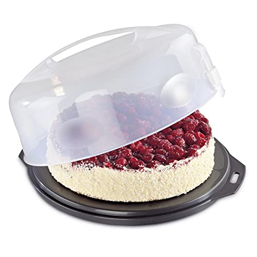 Xavax 00111514 - Recipiente para conservar y transportar tartas, Antracita/Transparente, Ø 31.5 cm